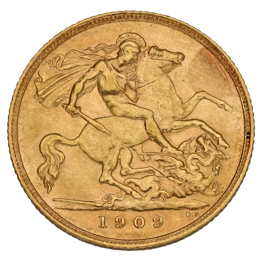 22ct Gold King Edward VII Half Sovereign Coin 1909
