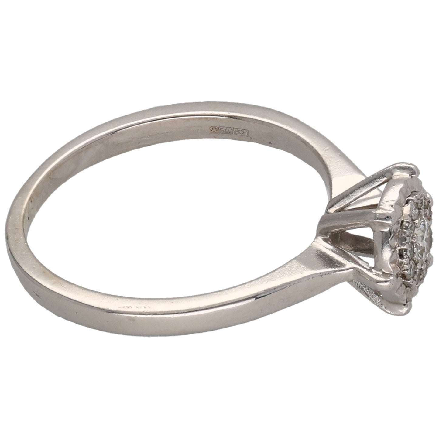 9ct White Gold 0.20ct Diamond Cluster Ring Size Q