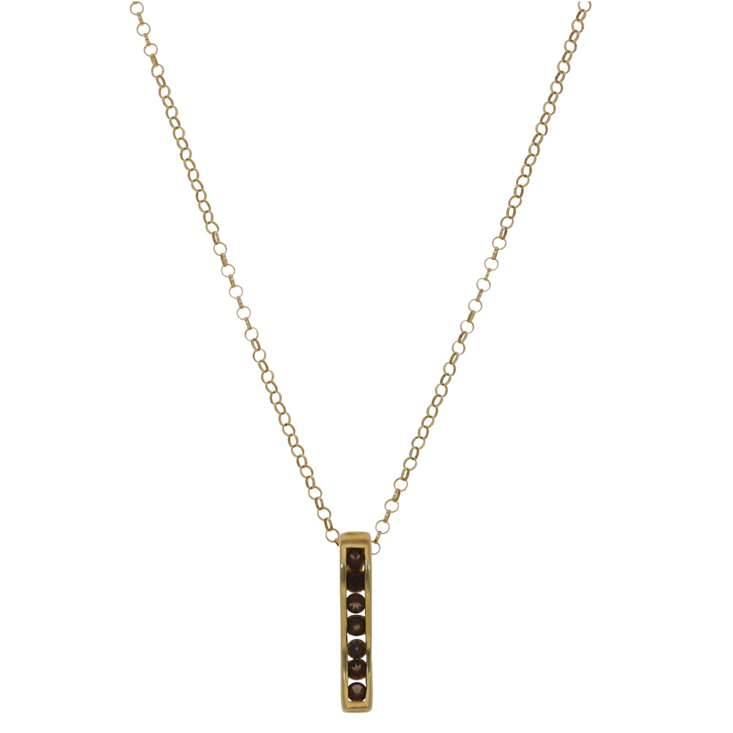 9ct Gold Smoky Quartz Dress/Cocktail Pendant With Chain