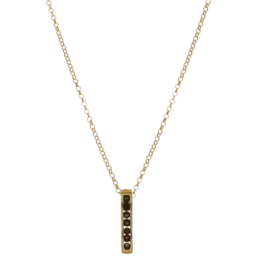 9ct Gold Smoky Quartz Dress/Cocktail Pendant With Chain