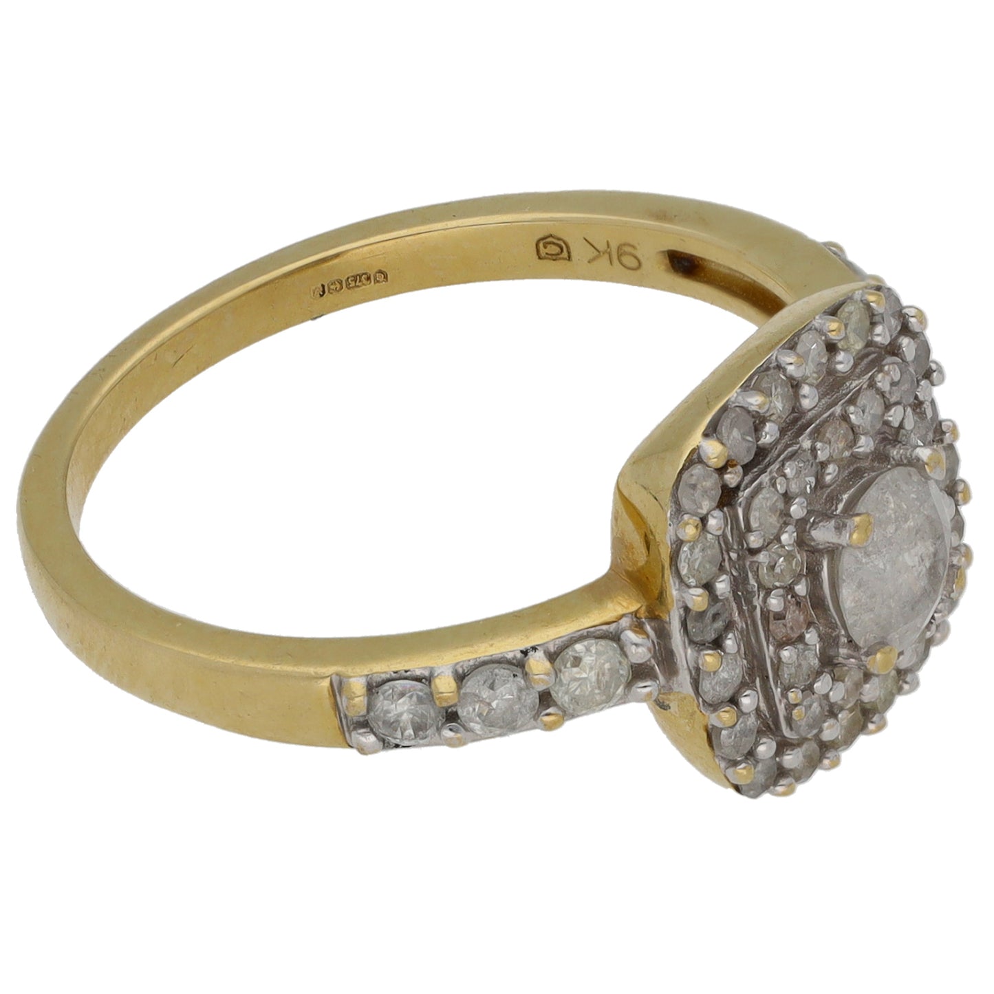 9ct Gold 0.76ct Diamond Halo Ring Size N