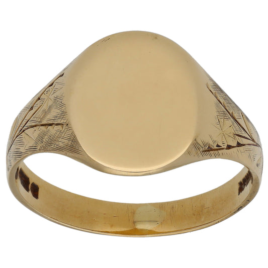 9ct Gold Plain Signet Ring Size U
