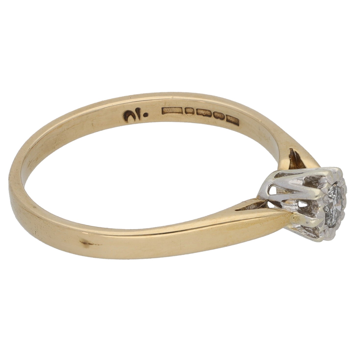 9ct Gold 0.10ct Diamond Solitaire Ring Size P