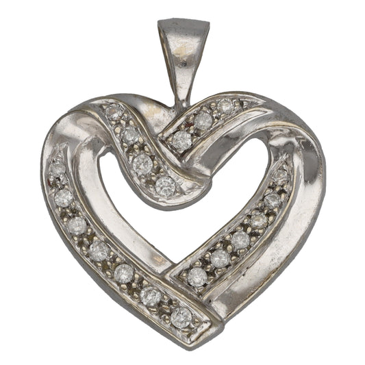9ct White Gold 0.21ct Diamond Heart Pendant