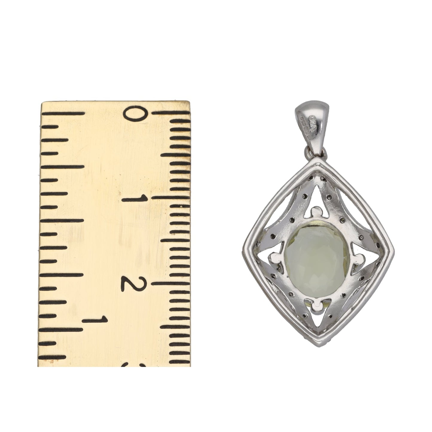 9ct White Gold Quartz & 0.10ct Diamond Dress/Cocktail Pendant