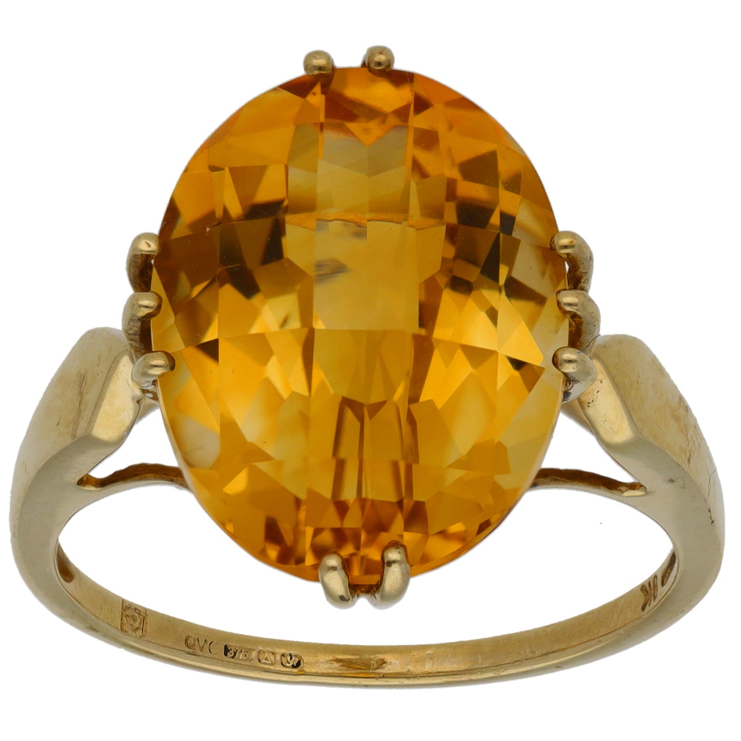 9ct Gold Citrine Dress/Cocktail Ring Size Q