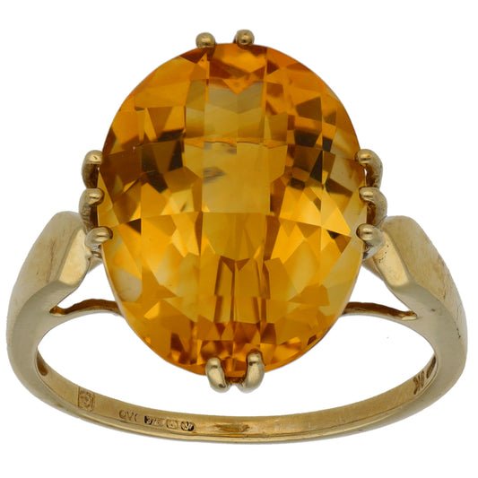 9ct Gold Citrine Dress/Cocktail Ring Size Q