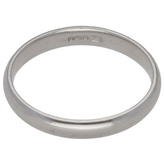 18ct White Gold Plain Wedding Ring Size P