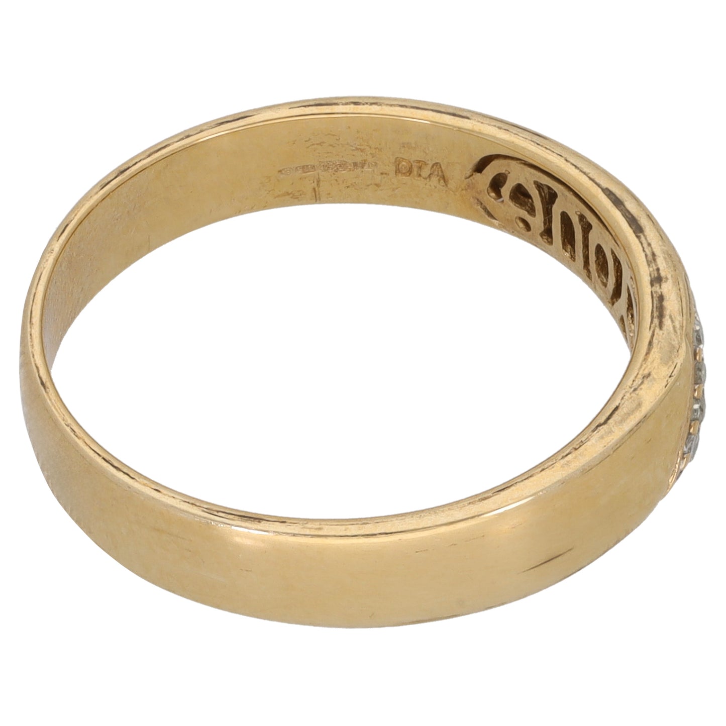9ct Gold 0.015ct Diamond Patterned Wedding Ring Size O