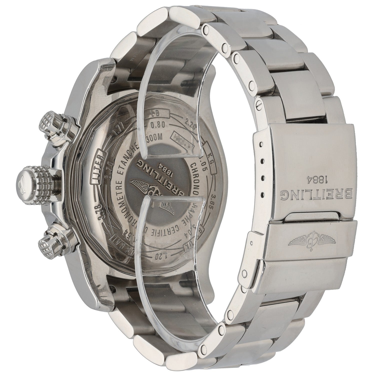 Breitling Avenger II A13381, stainless steel, grey dial, rear angle image