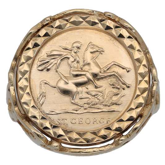 9ct Gold St George Ring Size P