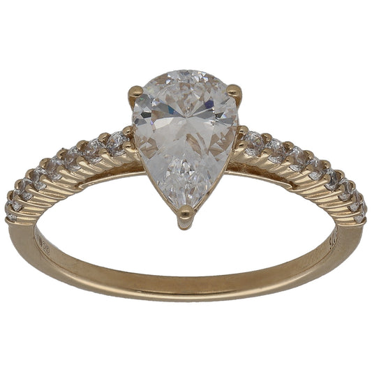 9ct Gold Cubic Zirconia Single Stone Ring With Accents Size O