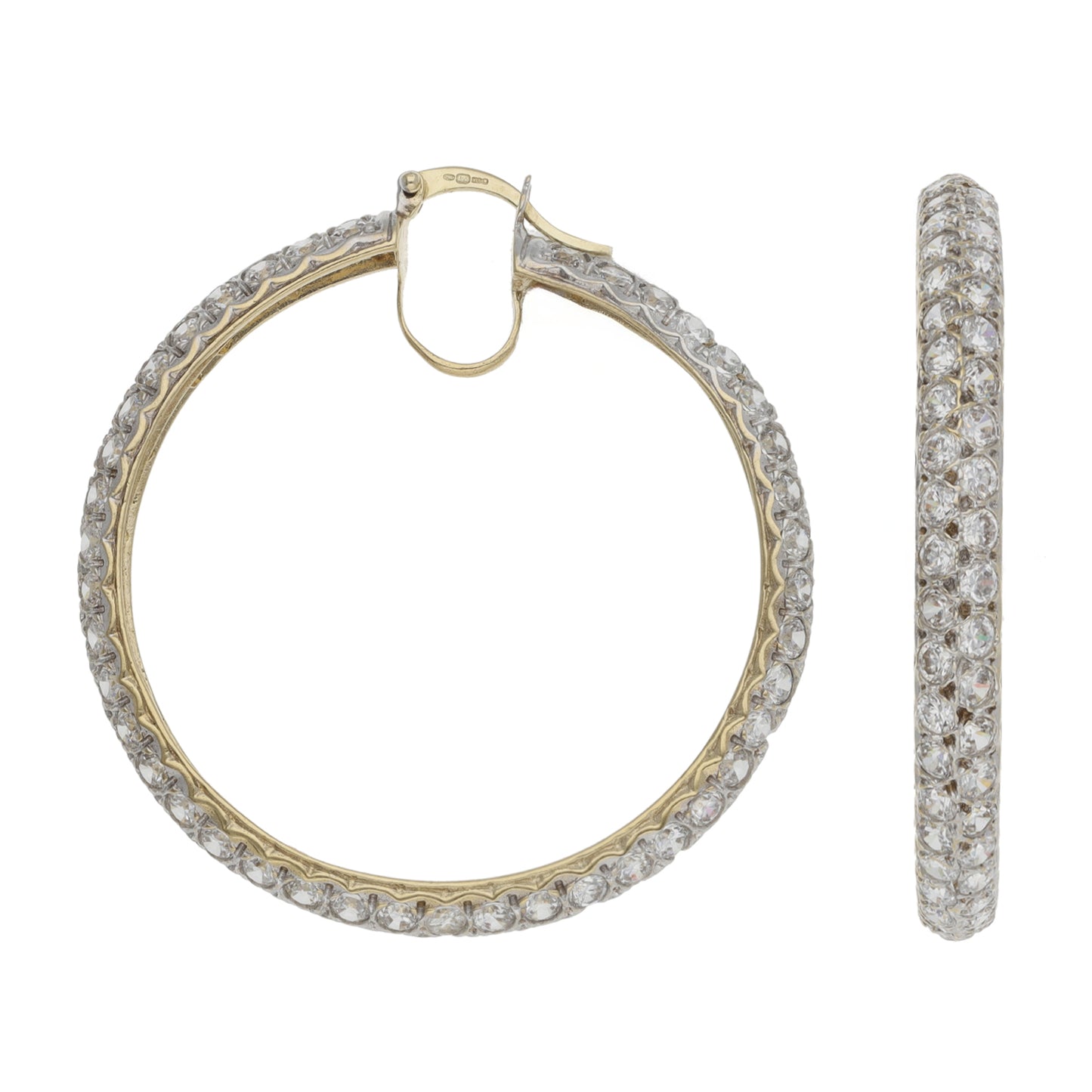 9ct Gold Cubic Zirconia Hoop Earrings