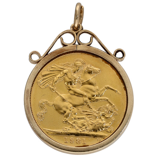 9ct Gold Full Sovereign Coin Pendant