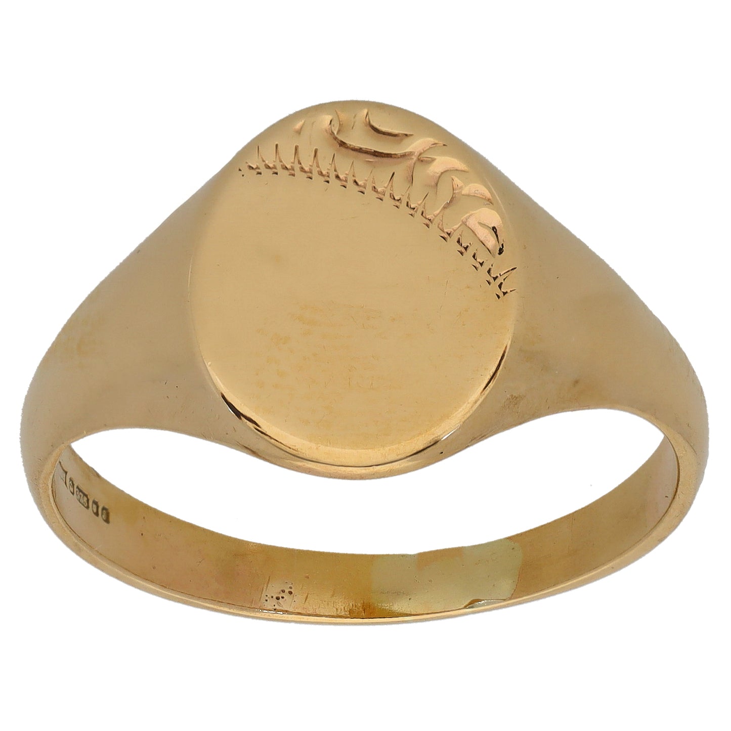 9ct Gold Patterned Signet Ring Size Z