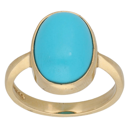 9ct Gold Turquoise Single Stone Ring Size N