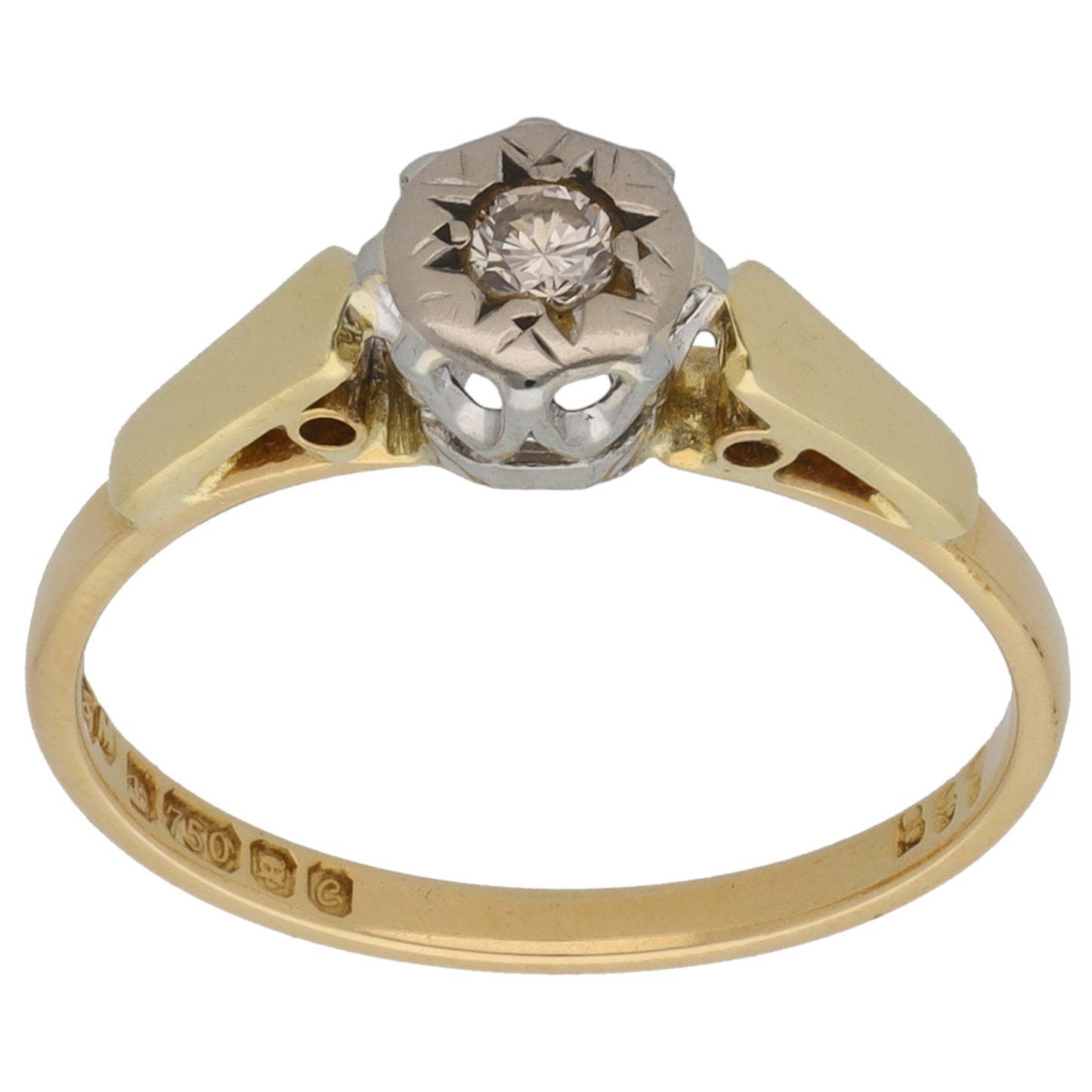 18ct Gold 0.07ct Solitaire Ring Size N