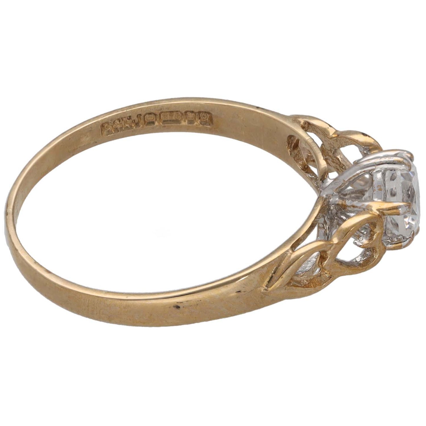 9ct Gold Cubic Zirconia Single Stone Ring Size N
