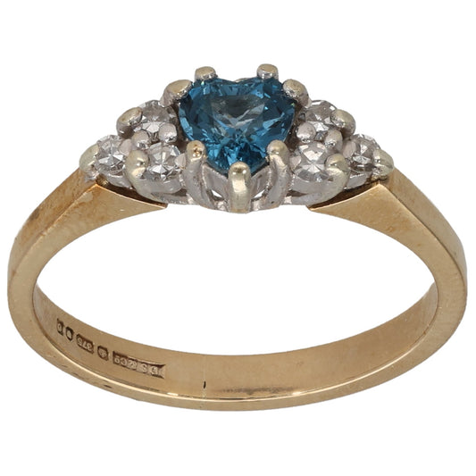 9ct Gold Topaz & 0.12ct Diamond Dress/Cocktail Ring Size K