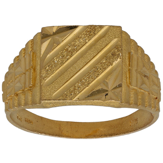 22ct Gold Patterned Signet Ring Size V