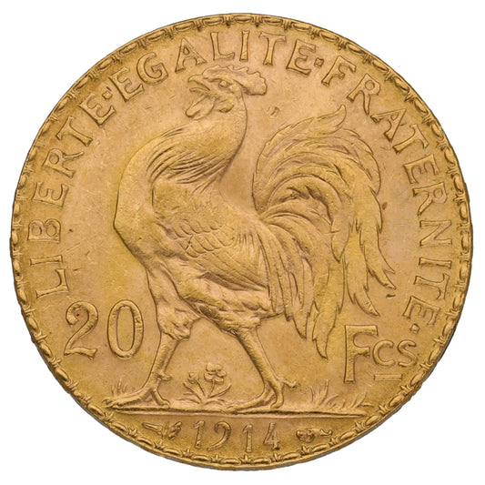 22ct Gold French 20 Francs Coin 1914