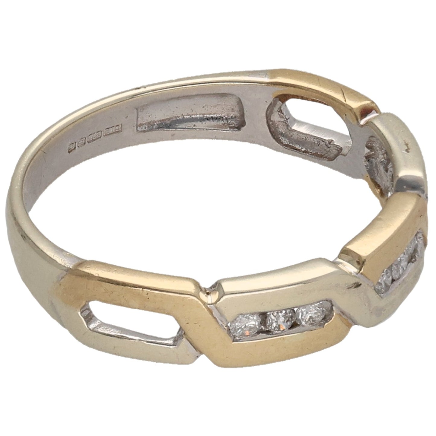 9ct Bicolour Gold 0.13ct Diamond Wedding Ring Size N