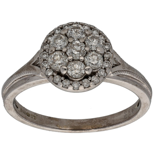 9ct White Gold 0.52ct Diamond Cluster Ring Size L