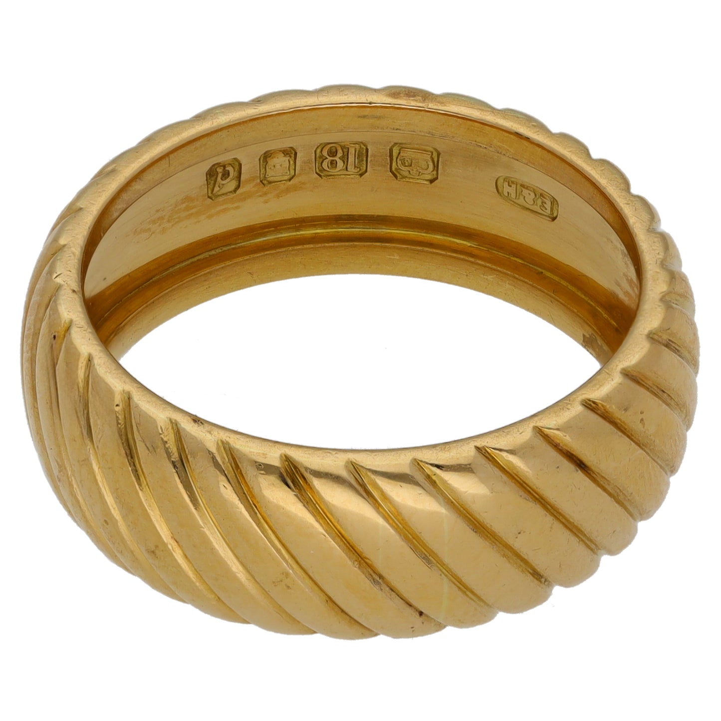 18ct Gold Patterned Wedding Ring Size Q