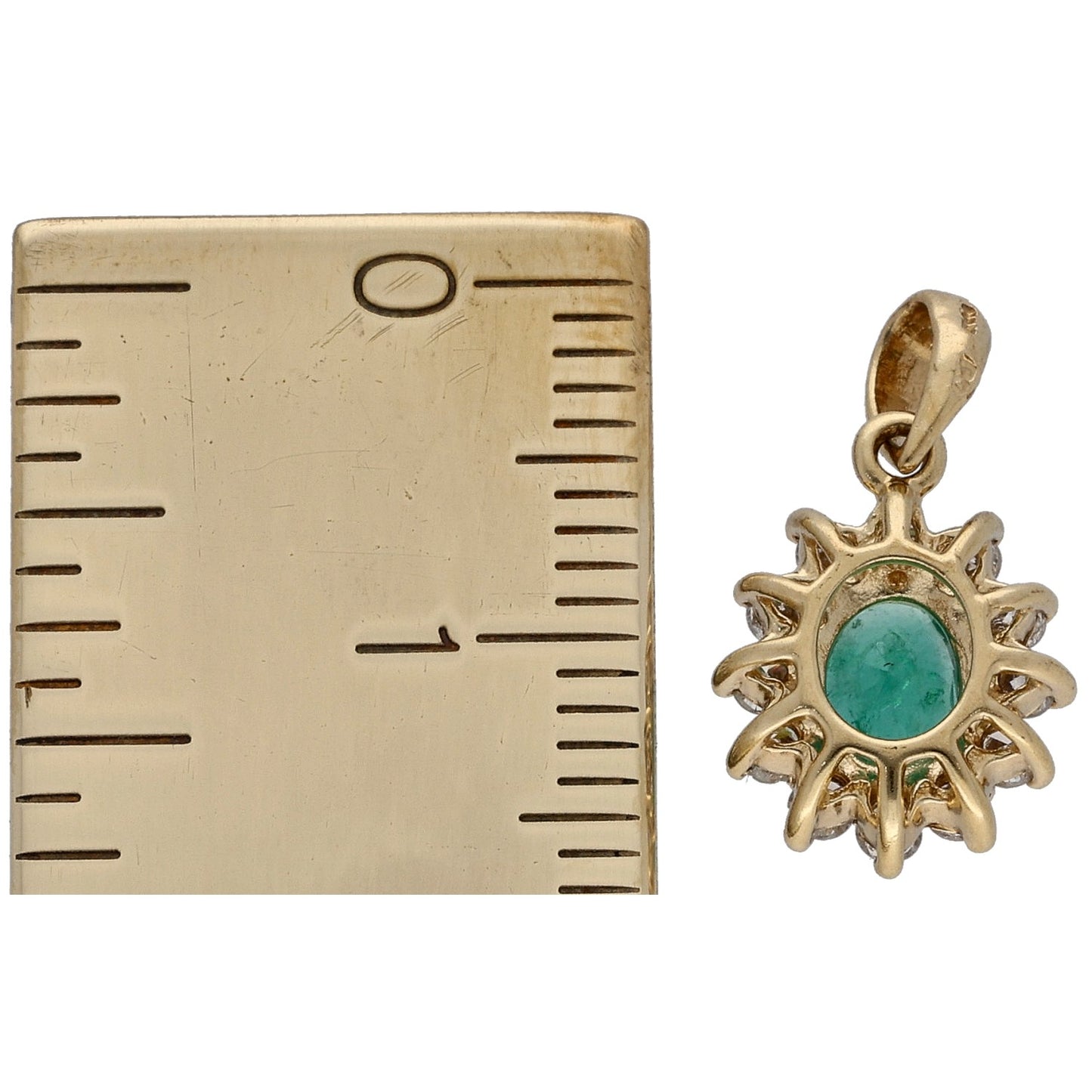 9ct Gold Emerald & 0.36ct Diamond Dress/Cocktail Pendant