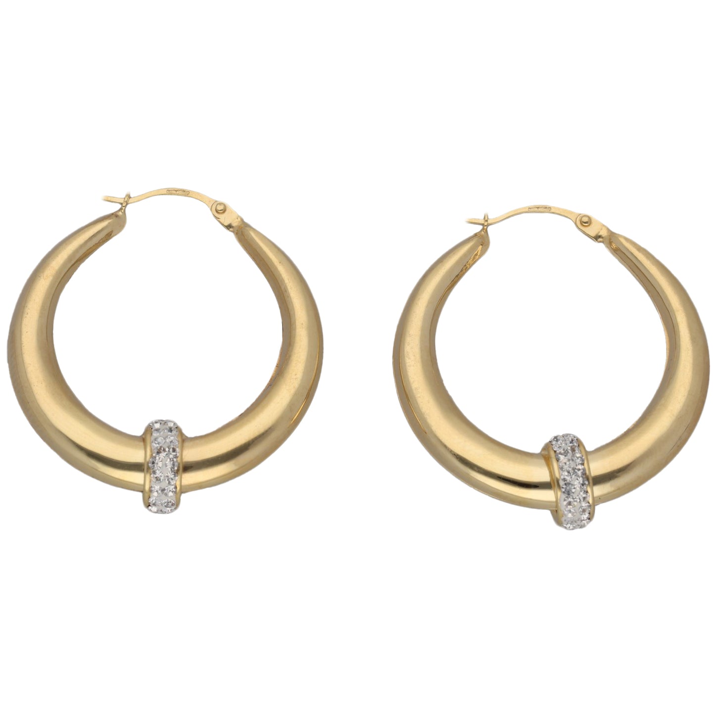 New 9ct Gold Cubic Zirconia Hoop Earrings