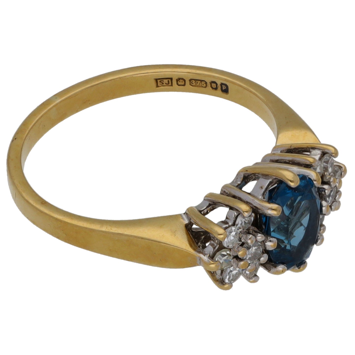 9ct Gold Topaz & 0.12ct Diamond Dress/Cocktail Ring Size L