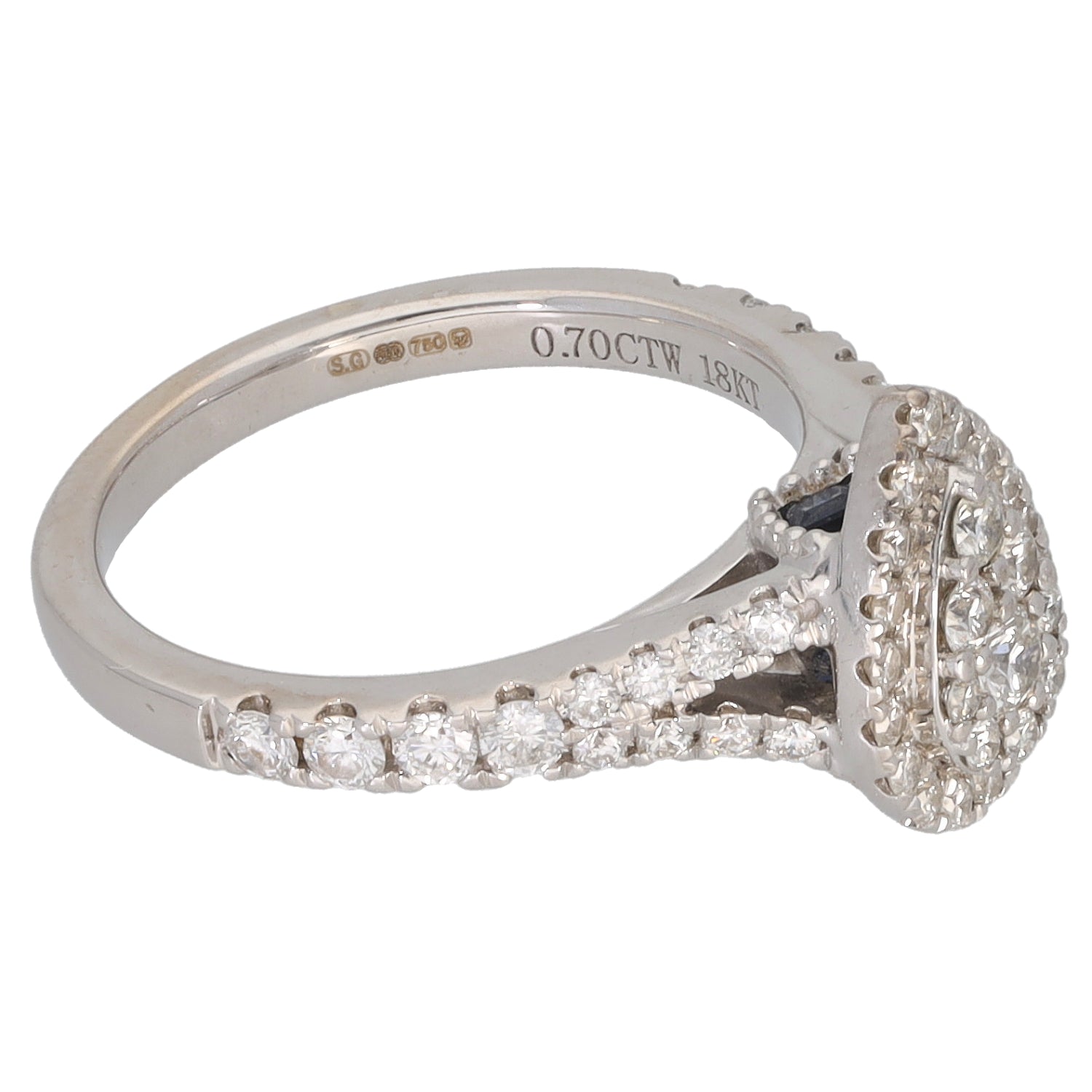18ct White Gold Vera Wang 0.70ct Diamond Sapphire Cluster Ring H T