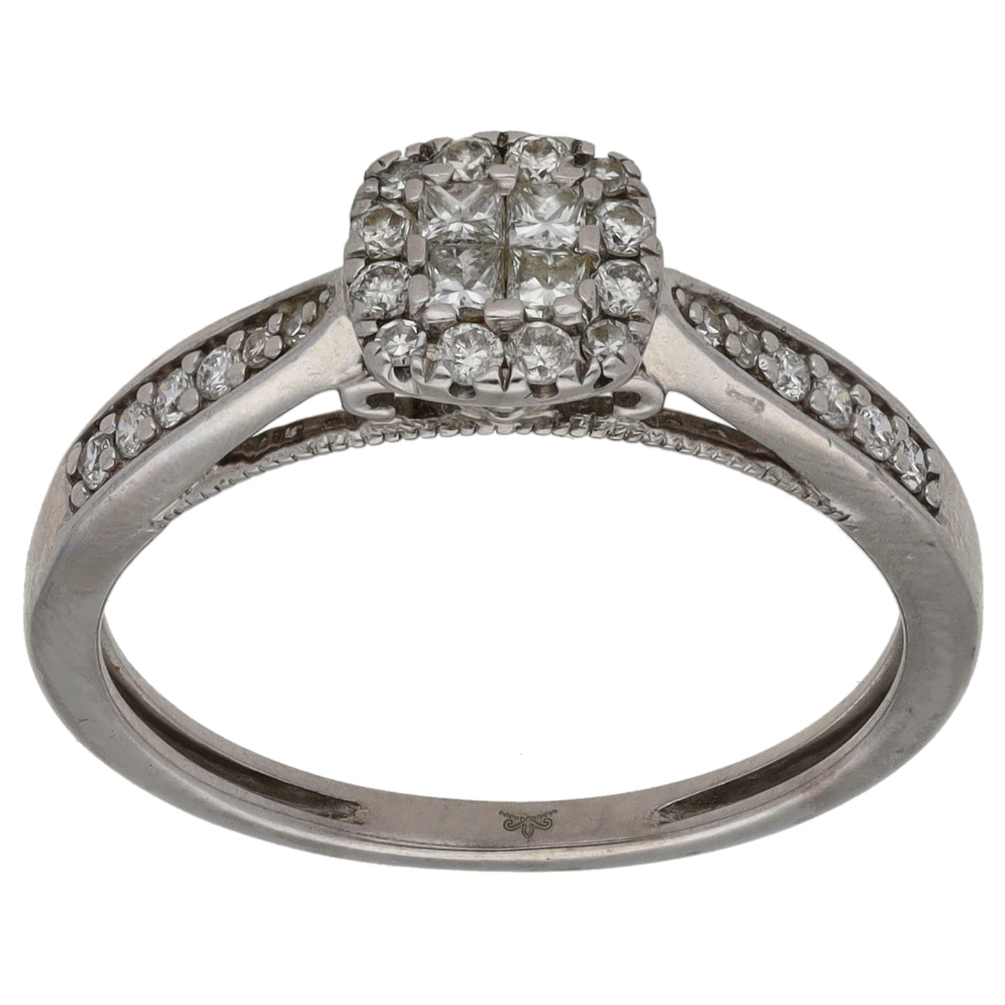 9ct White Gold 0.33ct Diamond Dress/Cocktail Ring Size O