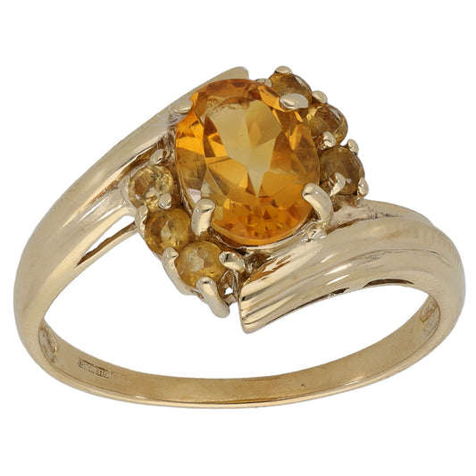 9ct Gold Citrine Dress/Cocktail Ring Size N