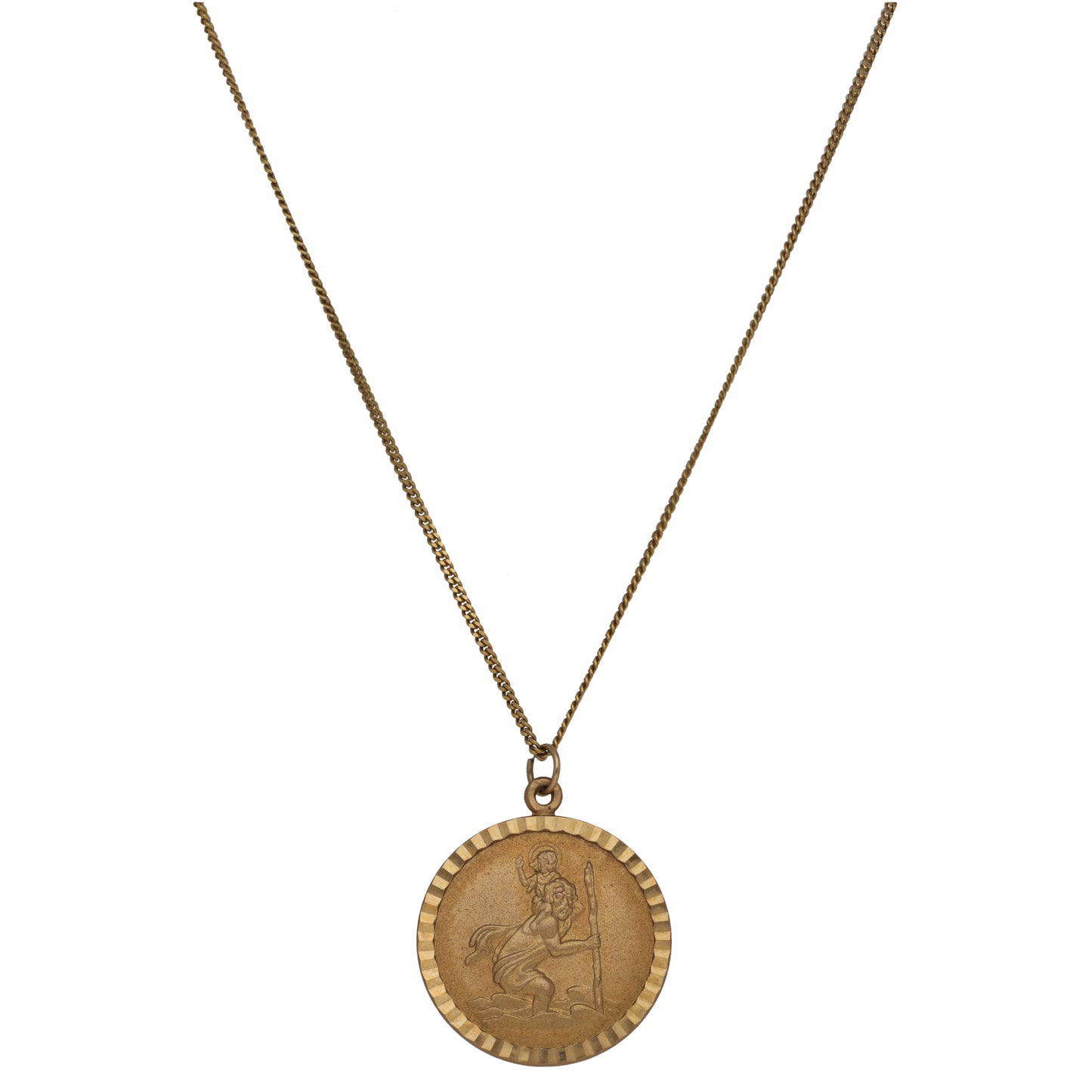 9ct Gold St Christopher Pendant With Chain