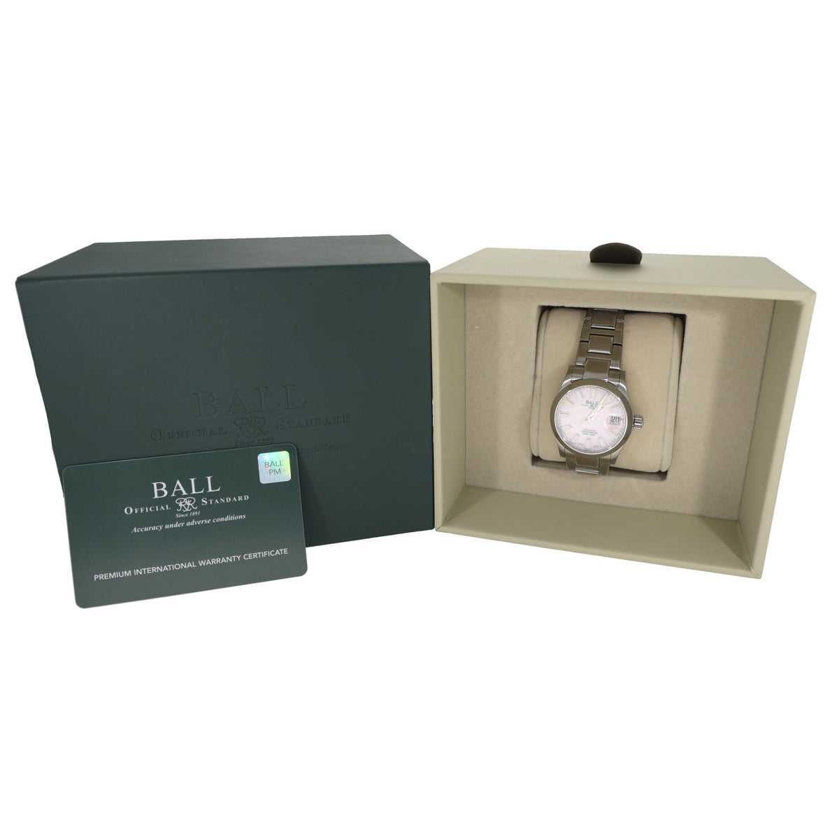 Ball NL6916C Stainless steel wrist watch in a two-tone gift box, pink dial, 36mm