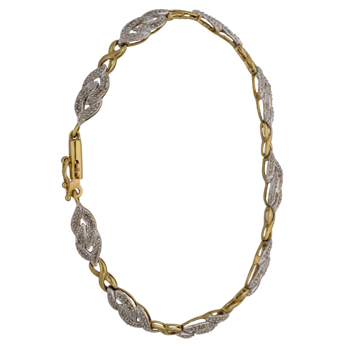 9ct Gold 0.18ct Diamond Fancy Stone Set Bracelet