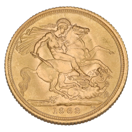 22ct Gold Queen Elizabeth II Full Sovereign Coin 1963