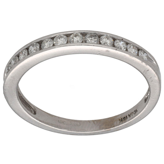 18ct White Gold 0.12ct Diamond Half Eternity Ring Size P