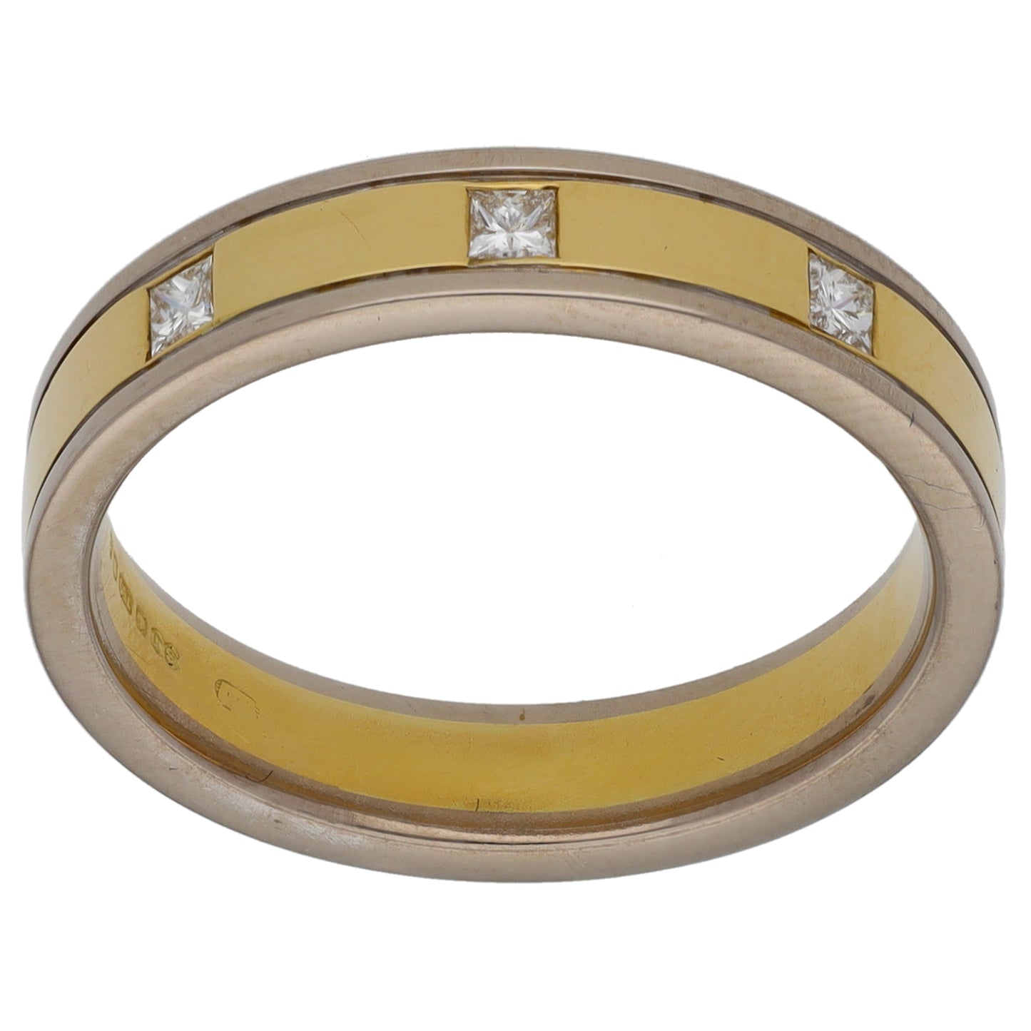 18ct Bicolour Gold 0.15ct Diamond Trilogy Ring Size O