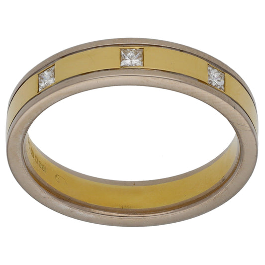 18ct Bicolour Gold 0.15ct Diamond Trilogy Ring Size O