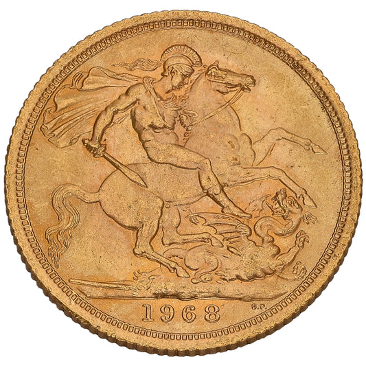 22ct Gold Queen Elizabeth II Full Sovereign Coin 1968