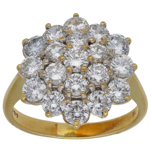 9ct Gold Cubic Zirconia Cluster Ring Size R