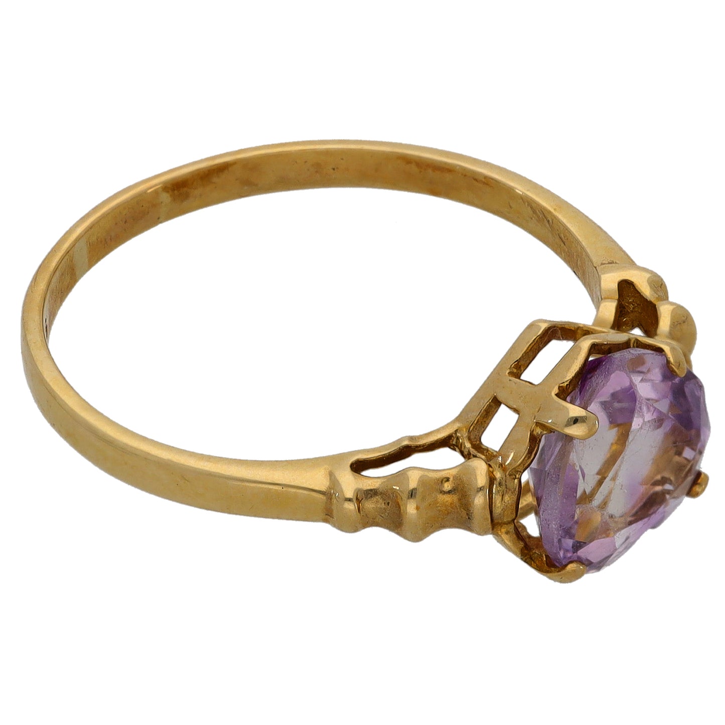9ct Gold Amethyst Single Stone Ring Size P