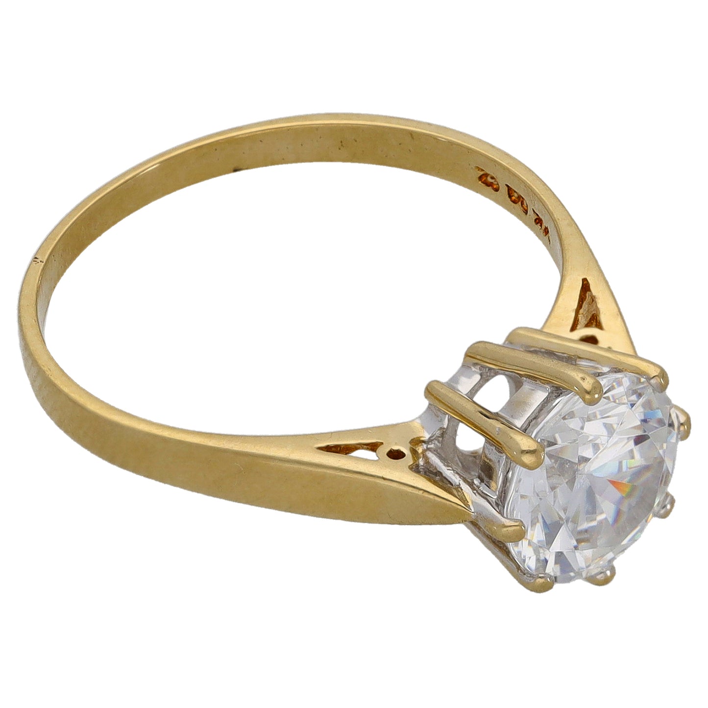 14ct Gold Cubic Zirconia Single Stone Ring Size R