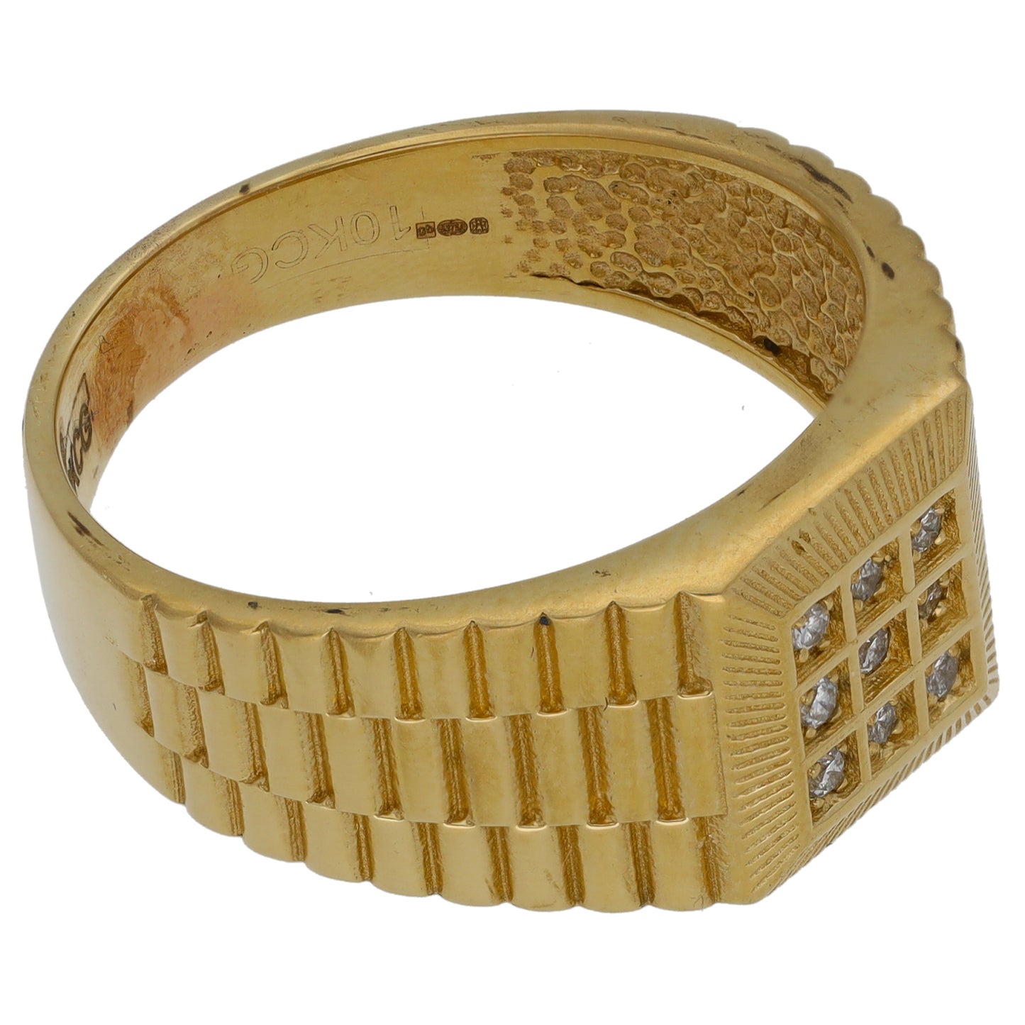 9ct Gold Cubic Zirconia Crest/Emblem Signet Ring Size Z