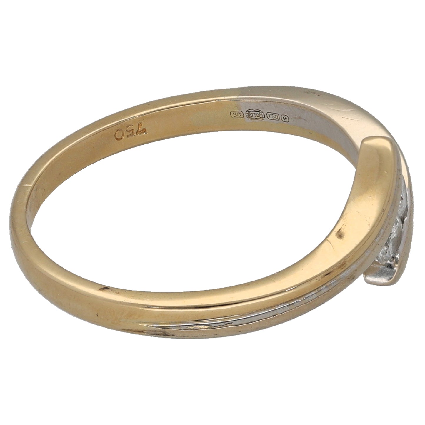 18ct Gold 0.15ct Diamond Two Stone Ring Size P