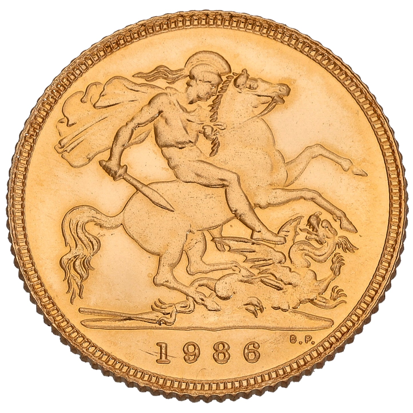 22ct Gold Queen Elizabeth II Half Sovereign Coin 1986