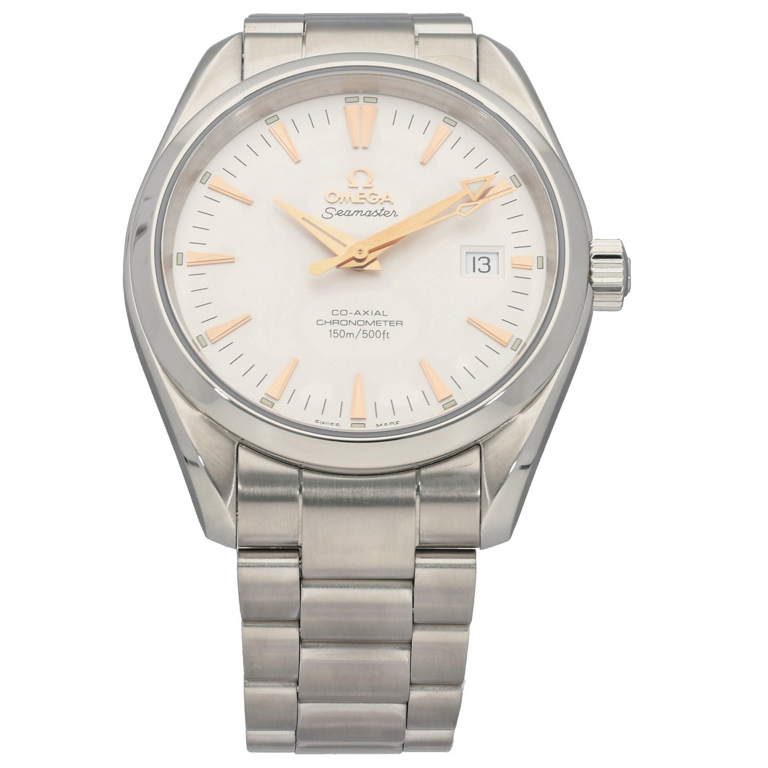 Omega Seamaster 2503.34.00 stainless steel wristwatch with white dial and date window at 3 o'clock