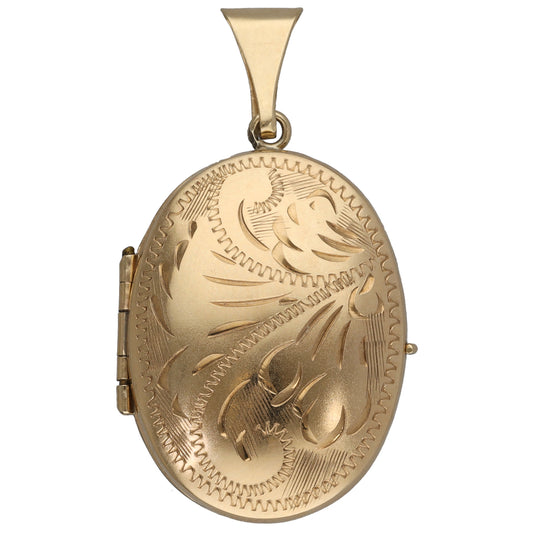 9ct Gold Patterned Locket Pendant